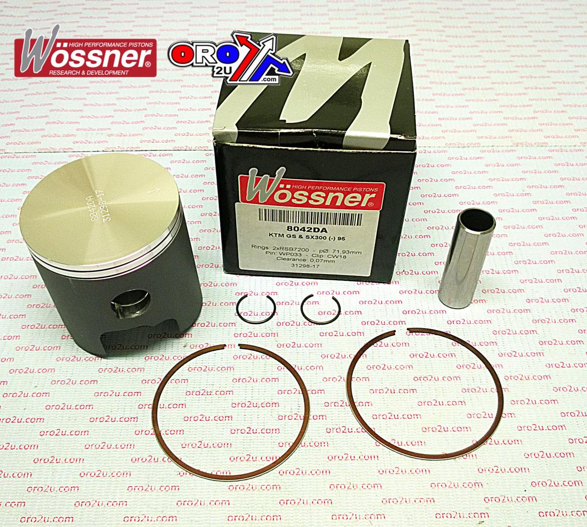 Piston Kit 1995 KTM300 72.00, Forged Wossner 8042DA 54630307300