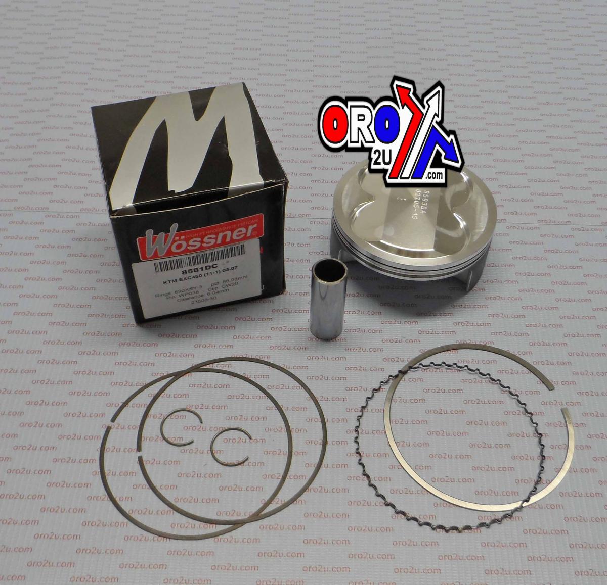 Piston Kit 02-07 KTM EXC450 89, Wossner Wossner 8581DC
