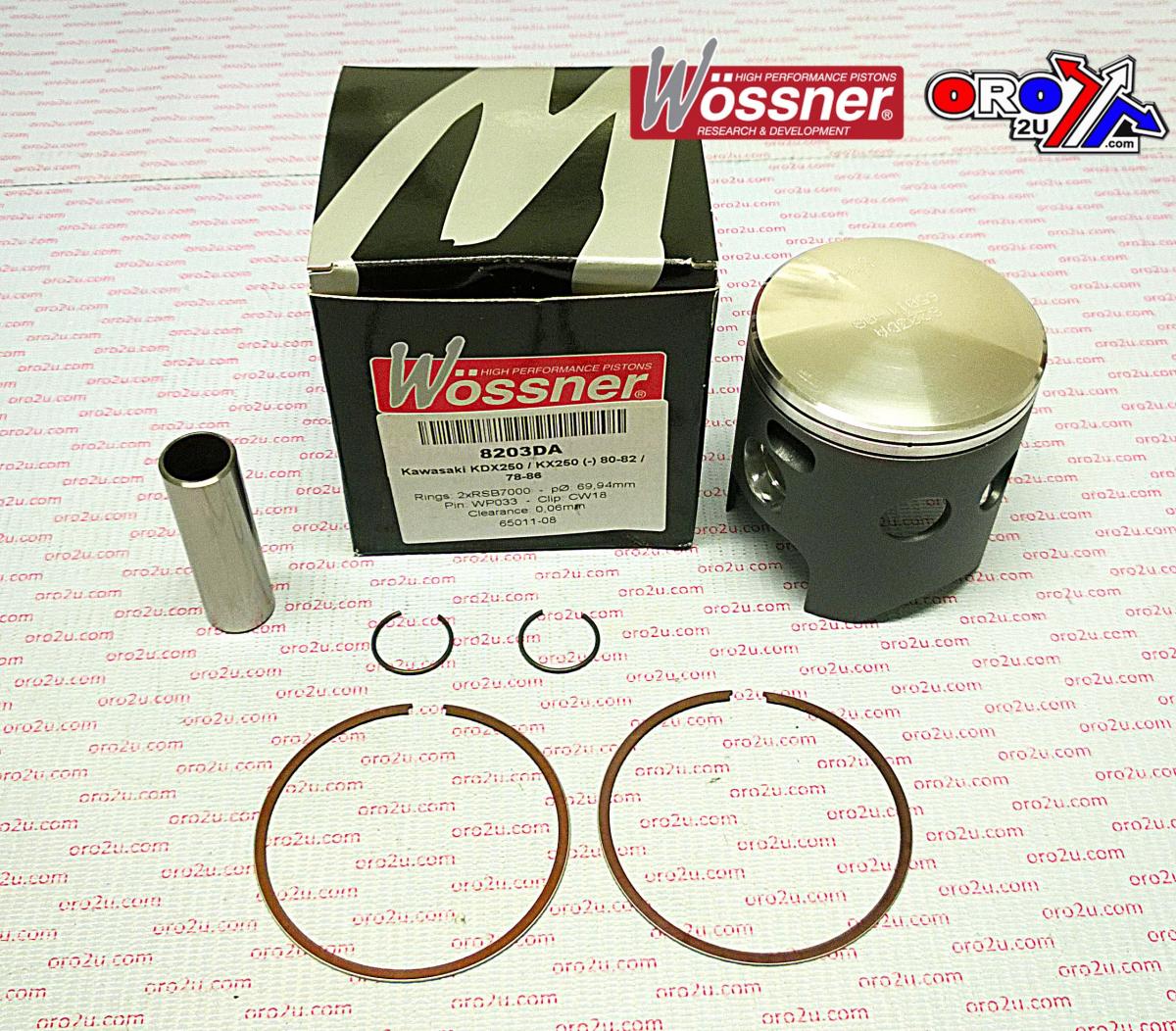 Piston Kit 80-84 KDX250 71.00, Forged Wossner 8203D100, Kawasaki KX250 78-81