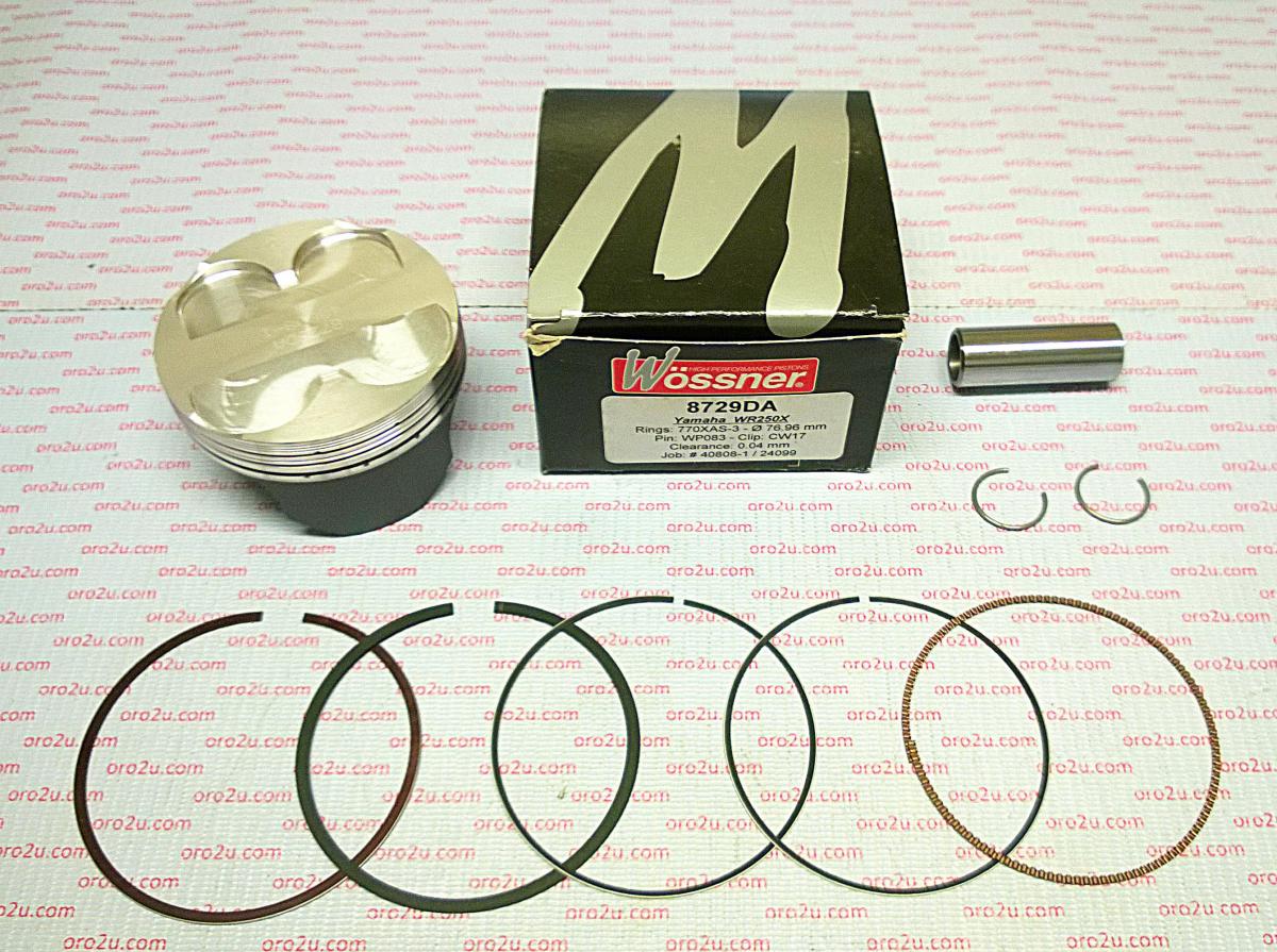 Piston Kit 08-12 WR250X 77.00, Comp. 13.5:1 Wossner 8729DC