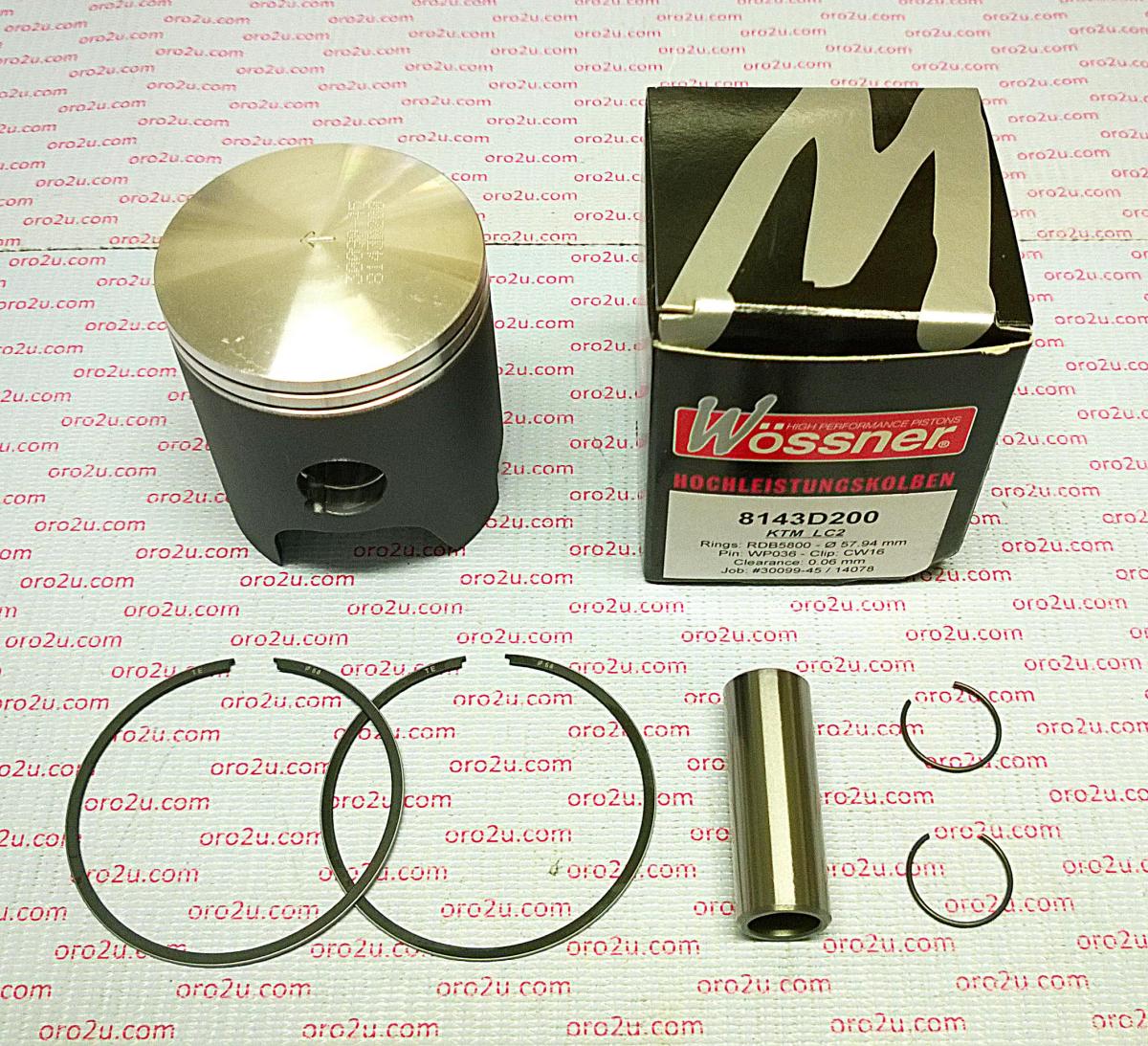 Piston Kit KTM125 LC2 58.50, Forged Wossner 8143D250