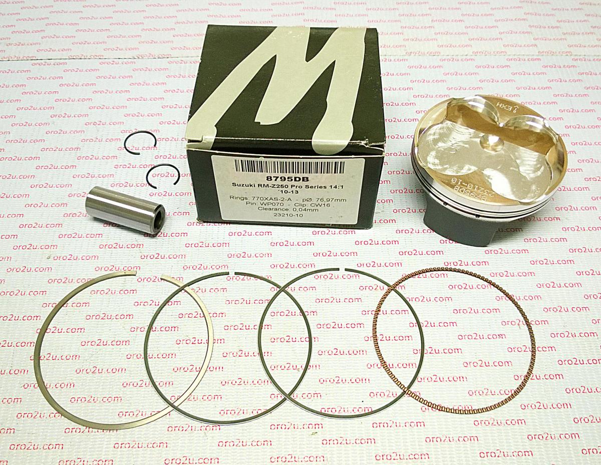 Piston Kit 10-23 RMZ250 77 Hc, Comp 14:1 Wossner 8795DA 12111-49H00-0F0
