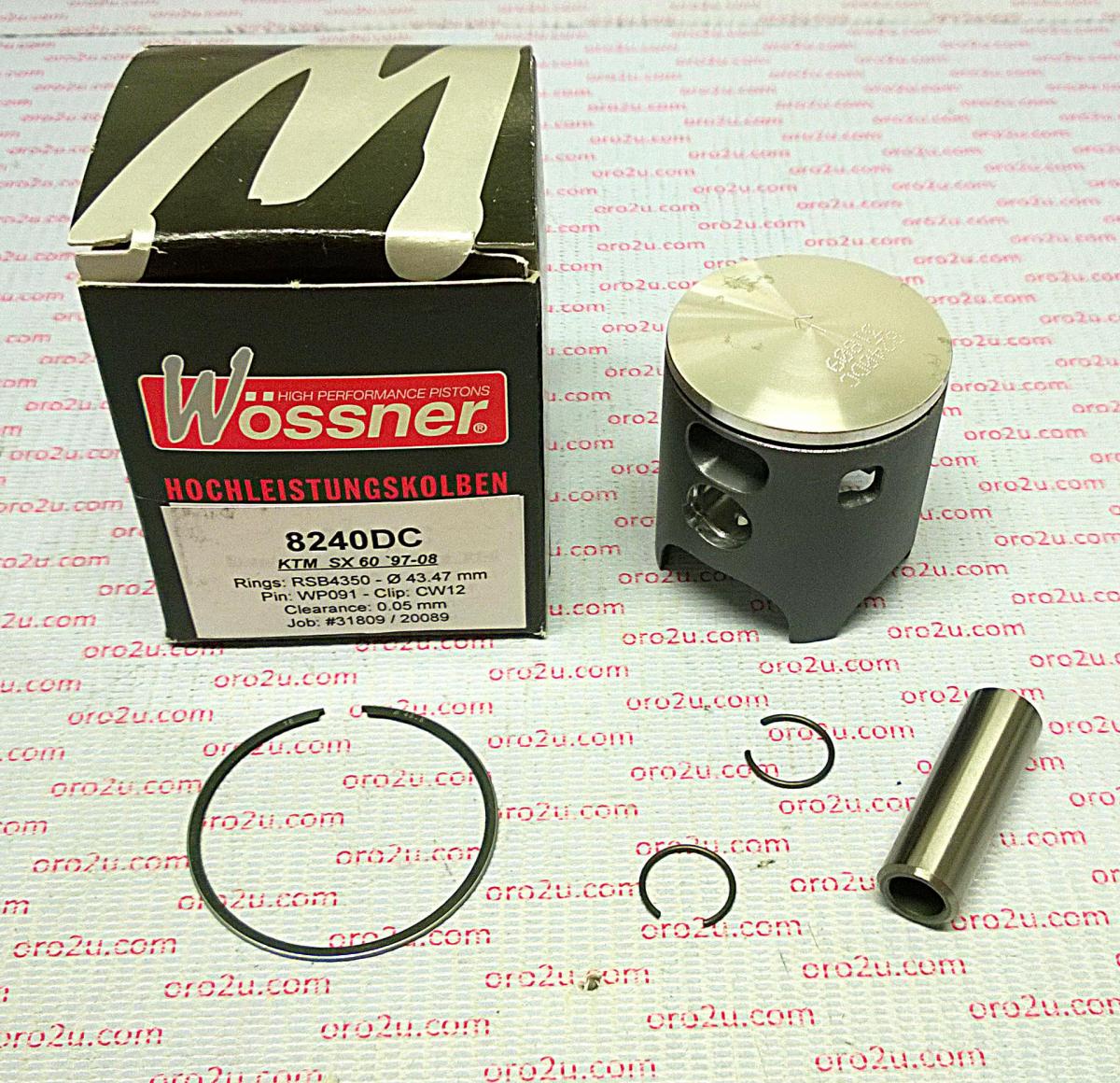 Piston Kit 97-09 KTM60 SX 43.5, Forged Wossner 8240DA 46030007000