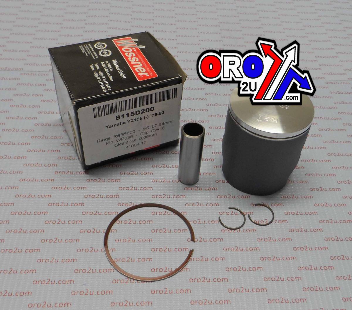 Piston Kit 76-82 YZ125 58.00, Forged Wossner 8115D200