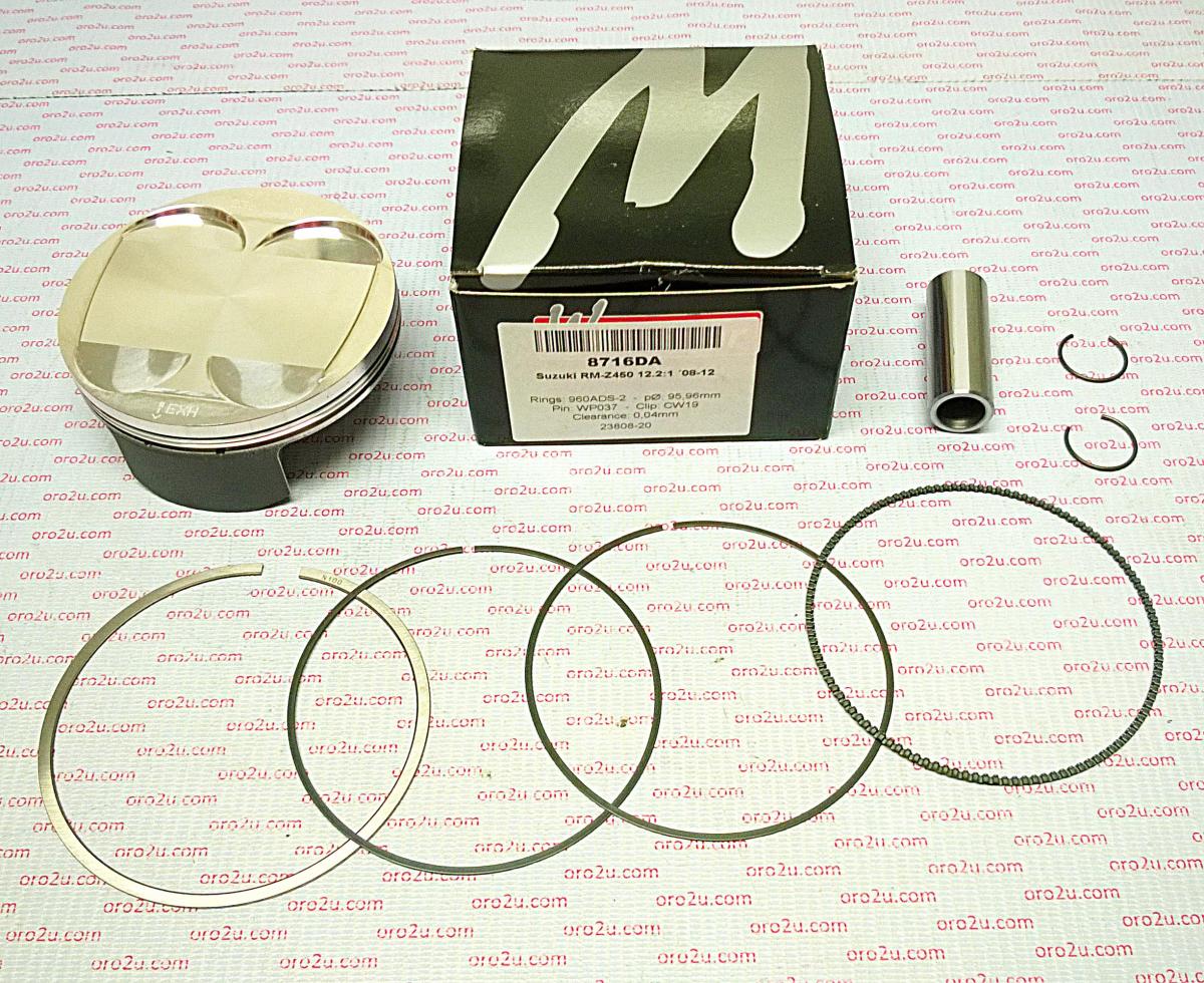 Piston Kit 08-12 RMZ450 96mm, Wossner 8716DA Suzuki Forged, 12111-28H10-0F0