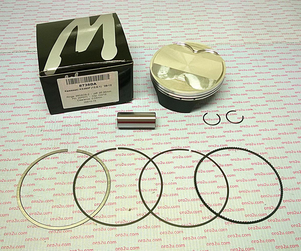 Piston Kit 09-12 KX450F 96mm, Wossner 8738DC Kawasaki