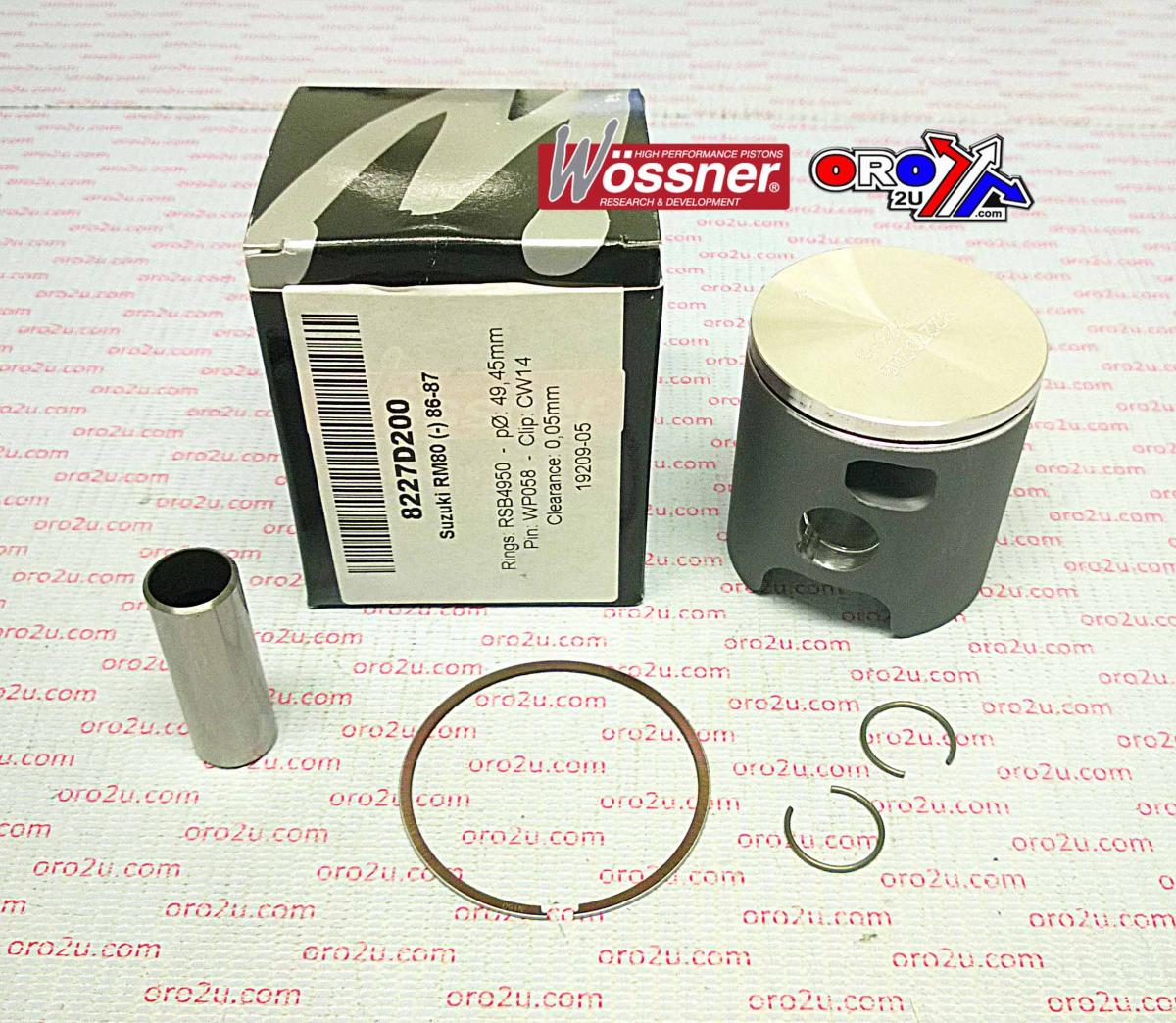 Piston Kit 86-87 RM80 48.00, Wossner 8227D050 Suzuki MX