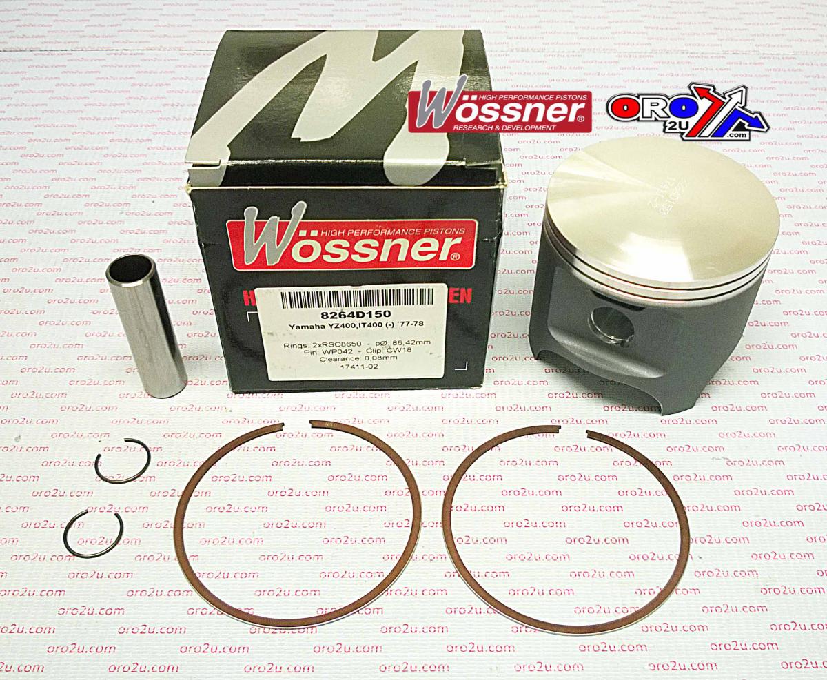 Piston Kit 77-78 YZ400 86.00, Wossner 8264D100 Yamaha MX, 77-78 IT400