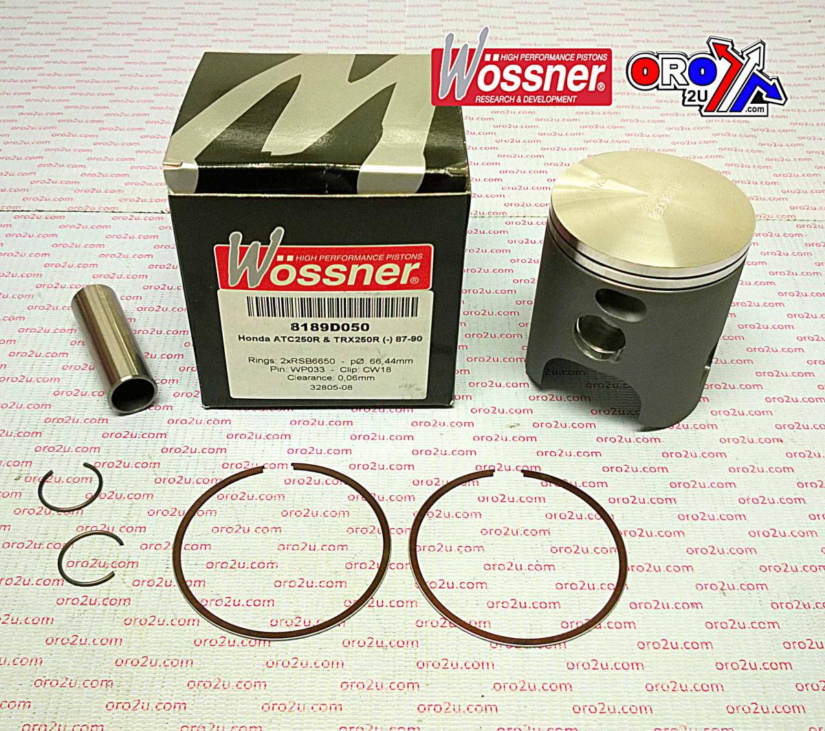 Piston Kit 87-90 TRX250 68.00, Wossner 8189D200 Honda ATV