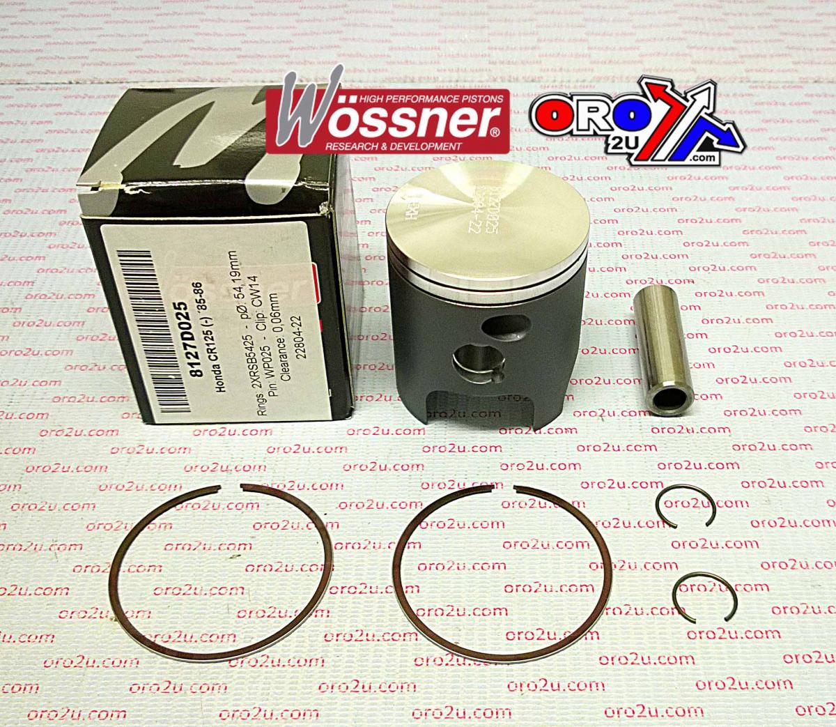 Piston Kit 85-86 CR125 56.00, Wossner 8127D200 Honda MX