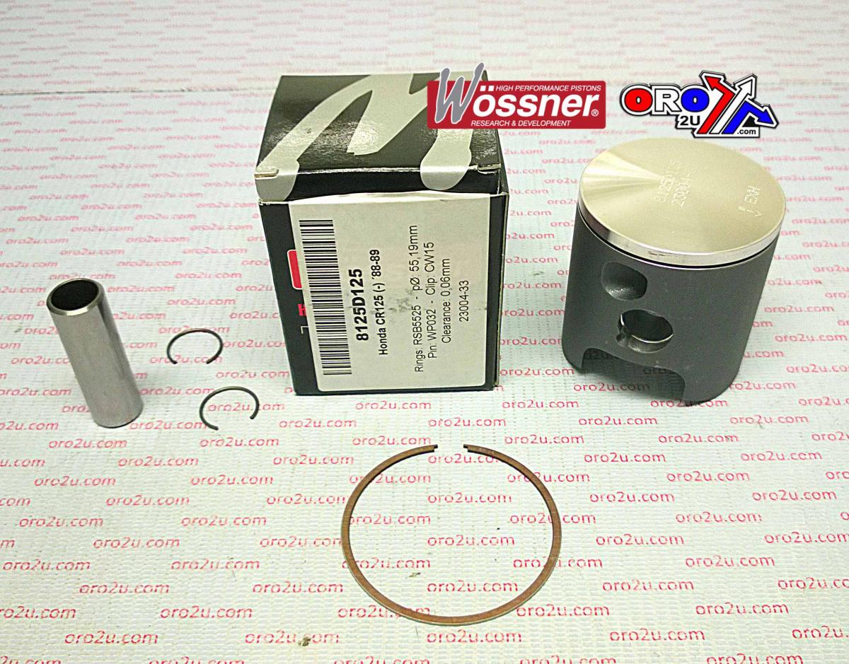 Piston Kit 88-89 CR125 55.00, Wossner 8125D100 Honda MX
