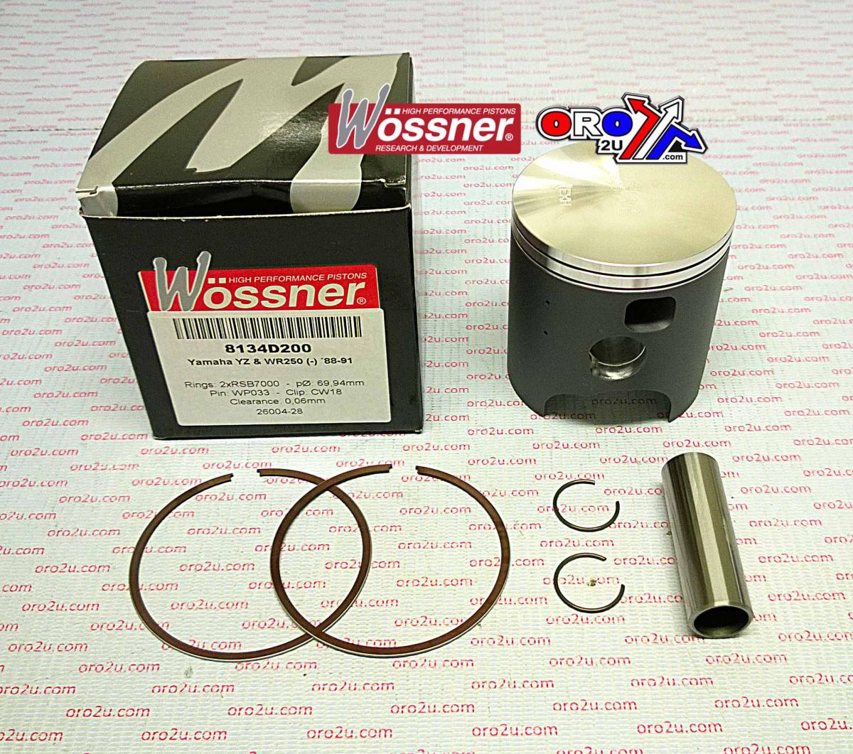 Piston Kit 88-91 YZ250 69.00, Wossner 8134D100 Yamaha MX