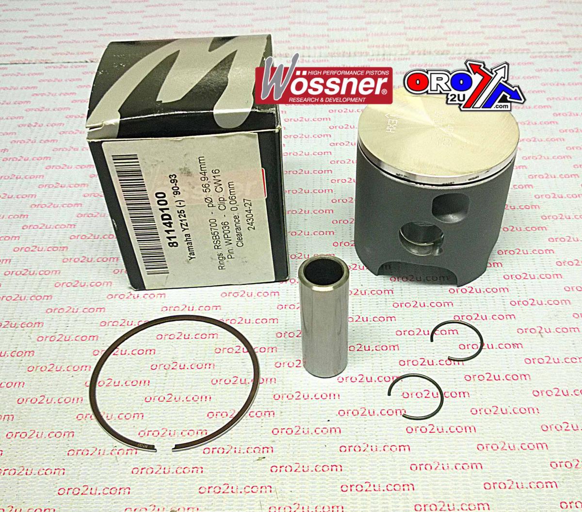 Piston Kit 90-93 YZ125 56.00 A, Wossner 8114DA Yamaha MX 4DB-11631-00-A0