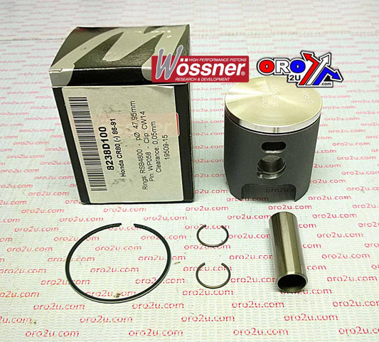 Piston Kit 86-02 CR80 47.00 A, Wossner 8237DA Honda MX 13110-GC4-505