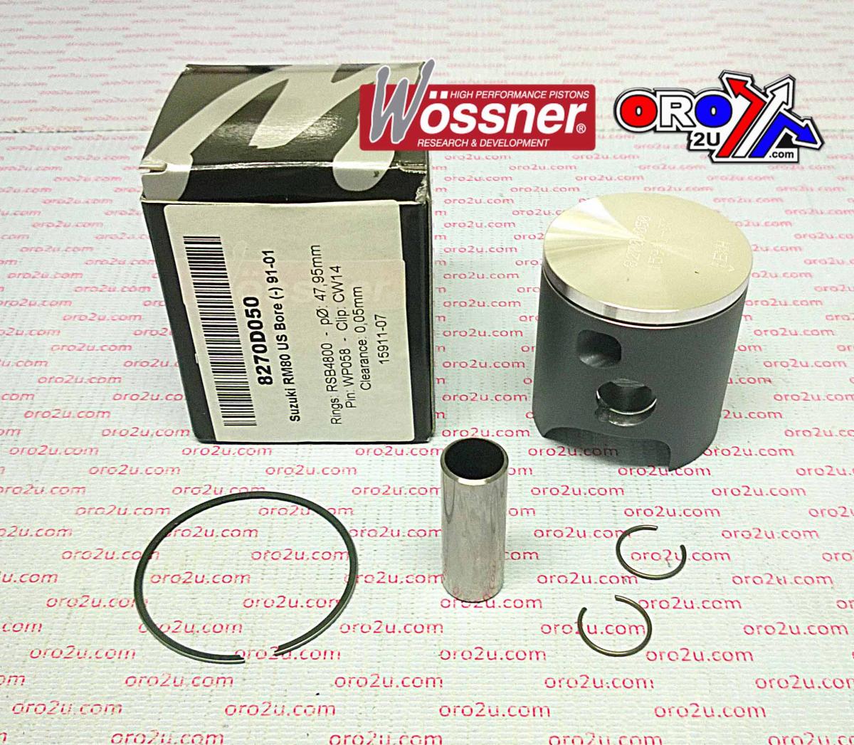 Piston Kit 91-01 RM80 49.50, Wossner 8270D200 Suzuki MX