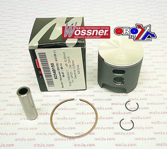 Piston Kit 98-18 KX100 53.50, Wossner 8254D100 Kawasaki MX, Single Ring