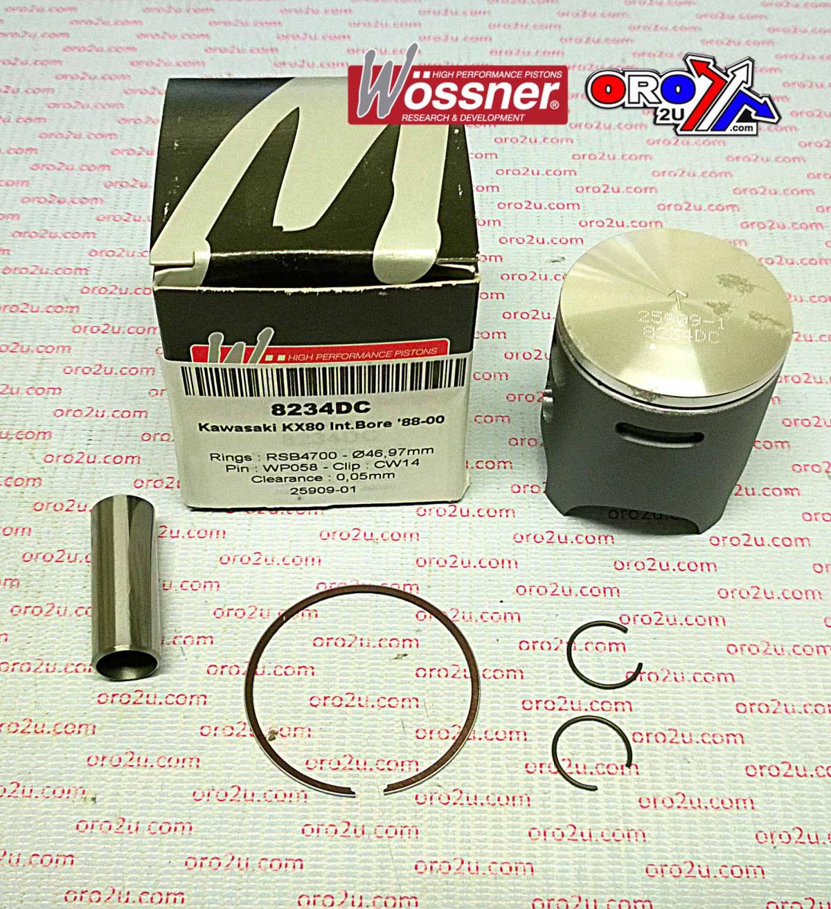 Piston Kit 88-00 KX80 47.00 A, Wossner 8234DA Kawasaki MX