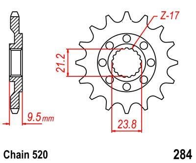 Dirt Racing Front Sprocket 14 [JTF284.14] 520, TRX450, CRF450, CR250/500