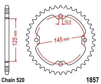 Dirt Racing Rear Sprocket Steel 38 [JTR1857.38] 520, Sprocket, Driven (38T) 5TG-25438-10-00 5TG-25438-00-00
