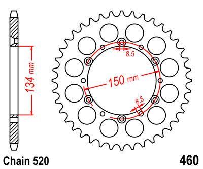 Dirt Racing Rear Sprocket Steel 50 [JTR460.50] 520, Silver