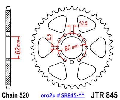Mino Rear Sprocket JTR845 520 Alloy, 520-38