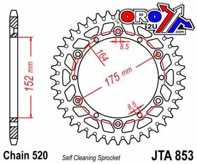 Rear Sprocket Alloy Silver, JTA853.47 7075-T6 Aluminium