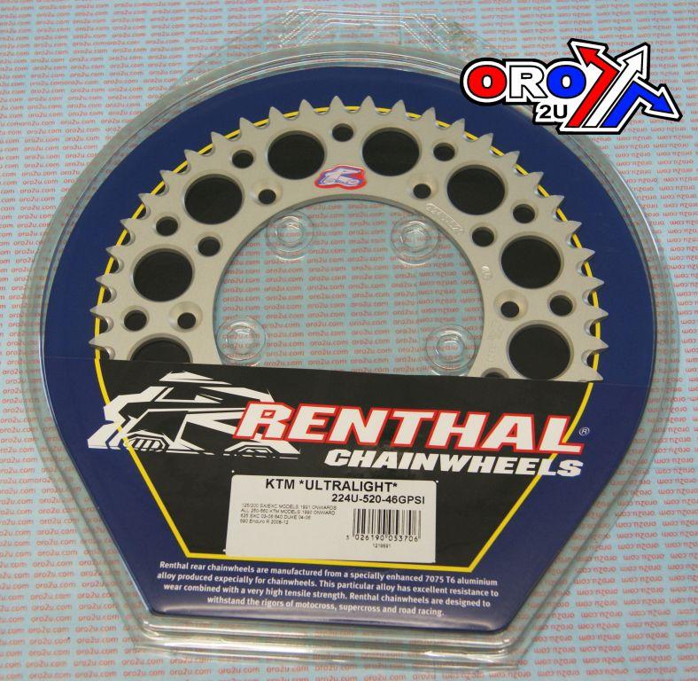 Rear Sprocket Renthal KTM, Ultralite 224U-520-46GPSI Silver