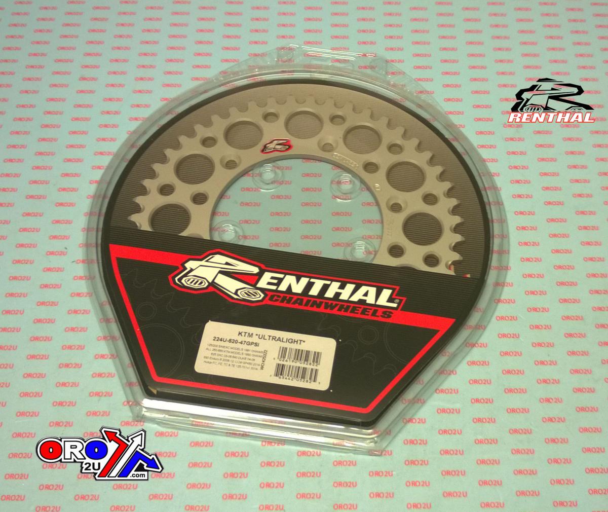 Rear Sprocket Alloy Renthal, Ultralite 224U-520-47GPSI