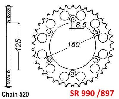 Dirt Racing Rear Sprocket Steel 50 [JTR897.50] 520, Silver, 58310151050