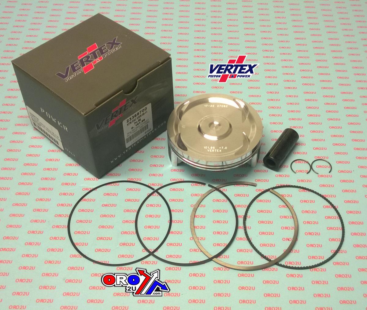 Piston Kit Vertex 102.0 KTM Exc 530 08-11, Vertex Os +7.00 Big Bore Xl Compr 11,9:1