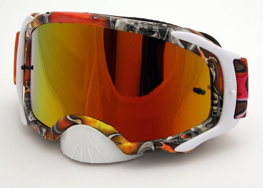 RNR PLATINUM TEAR OFF MIRRORED, RED TATTOO GOGGLE, GAM05, TEAR OFF