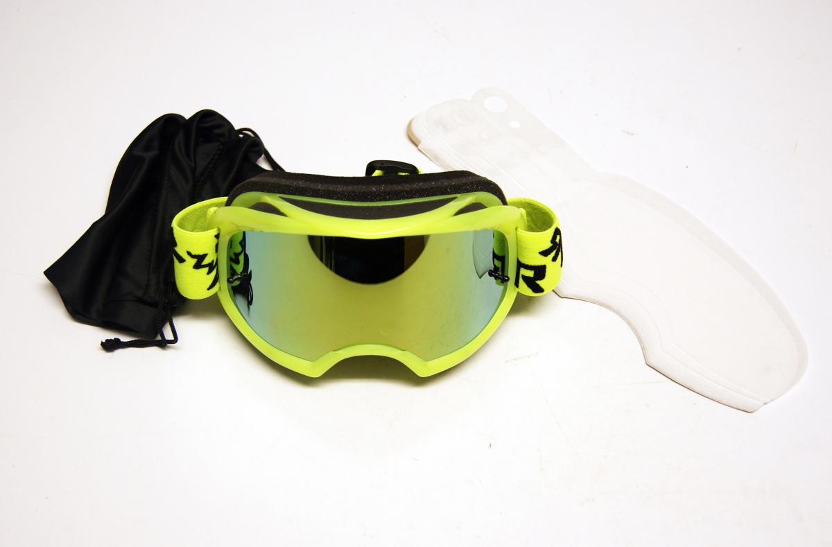 RNR COLOSSUS NEON YELLOW MIRRORED LENS, NEON YELLOW GOGGLE, GX68M, MIRRORED LENS