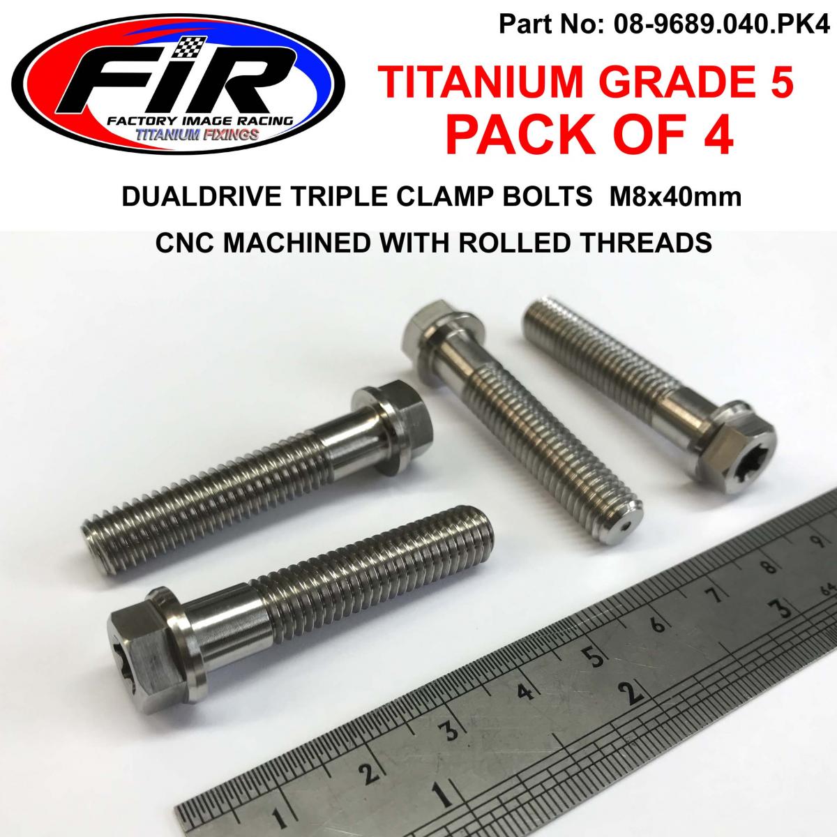 Factory Image Racing Titanium GR5 Titanium Bolt M8x40mm PK4, Triple Clamp Bolts / Dualdrive, / KTM Re: 25080406