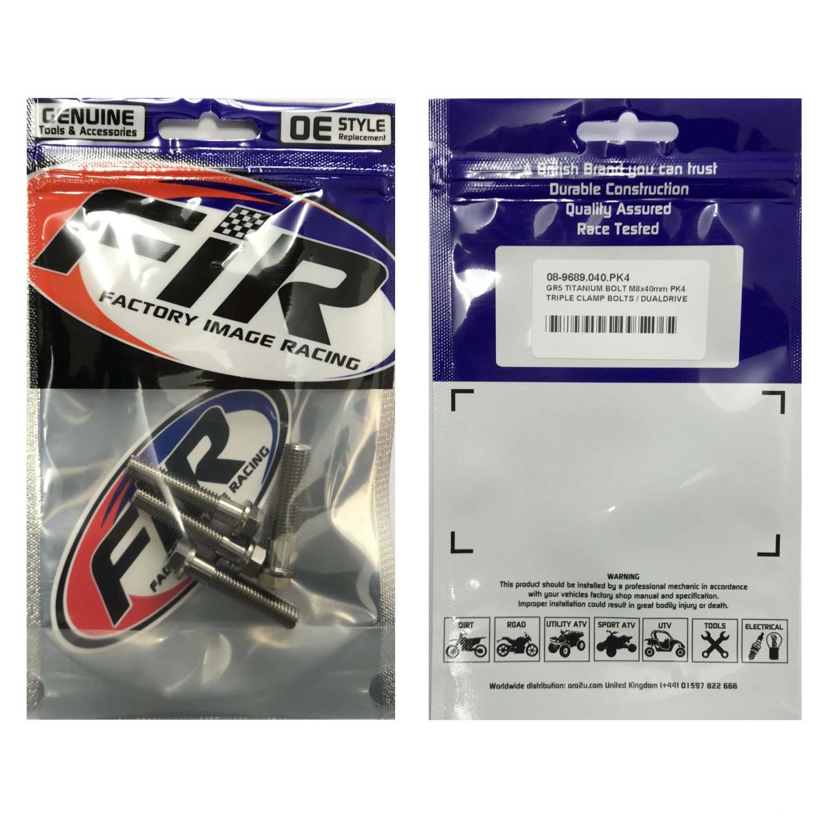 Factory Image Racing Titanium GR5 Titanium Bolt M8x40mm PK4, Triple Clamp Bolts / Dualdrive, / KTM Re: 25080406
