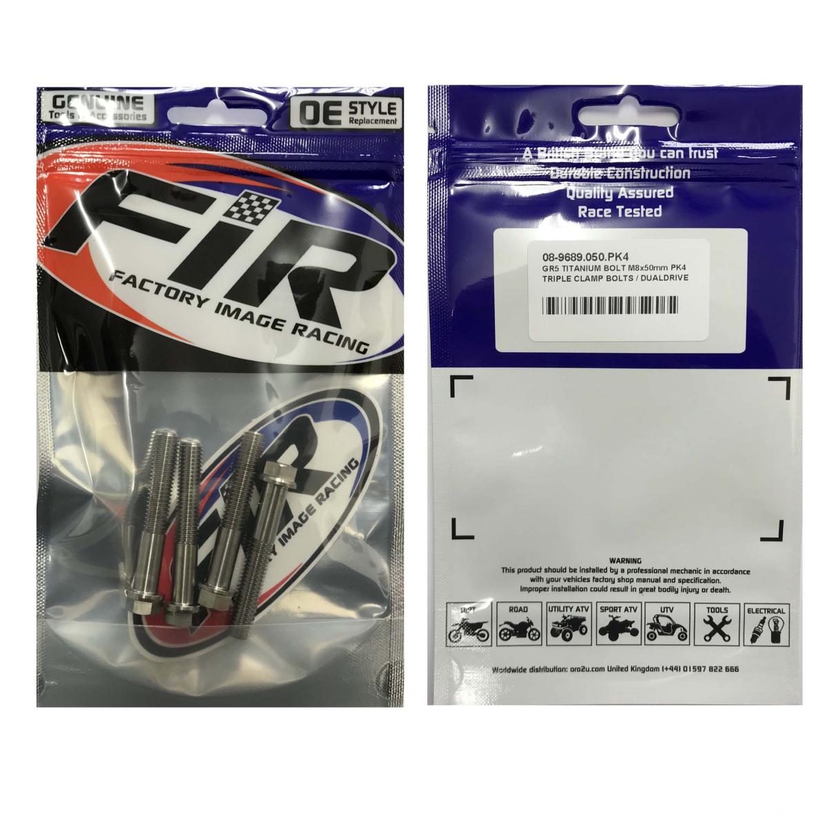 Factory Image Racing Titanium GR5 Titanium Bolt M8x50mm PK4, Triple Clamp Bolts / Dualdrive, / KTM Re: 25080506