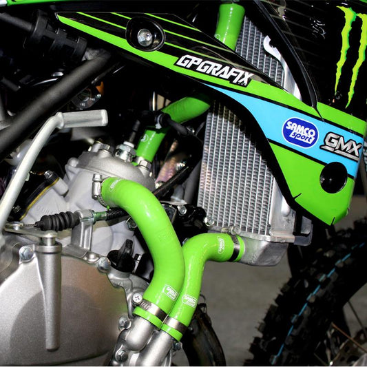COOLANT HOSE 3 PIECE KIT GREEN KAWASAKI 85 100 112 KX SAMCO SPORT KAW-63-GN