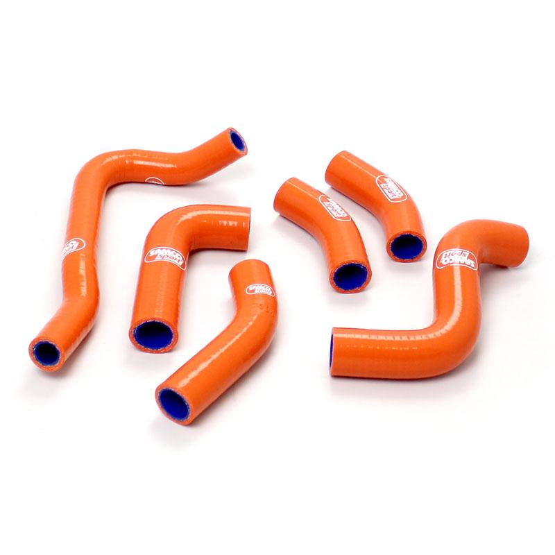COOLANT HOSE 6 PIECE KIT ORANGE 99-02 KTM 400 520 EXC SX SAMCO SPORT KTM-28-OR