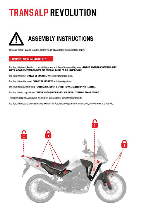 PLASTIC KIT WITH SEAT TRANSALP 750 R-TECH BLACK R-KITALP-NR0-024